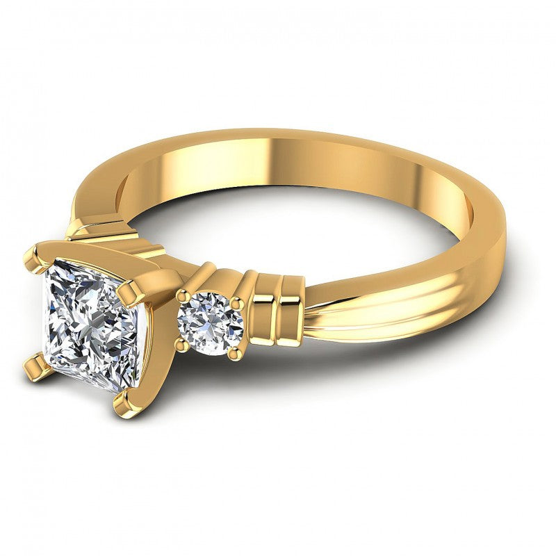 Princess and Round Diamonds 0.55CT Engagement Ring in 14KT Rose Gold