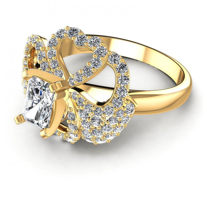 Round and Emerald Diamonds 1.20CT Engagement Ring in 14KT Rose Gold