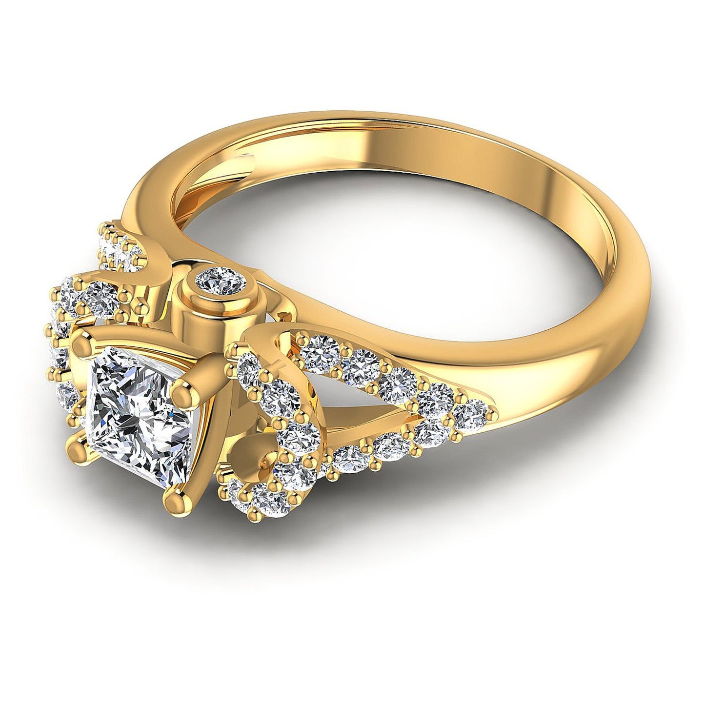 0.80CT Princess And Round  Cut Diamonds Engagement Rings