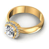 Round and Cushion Diamonds 0.55CT Halo Ring in 14KT Rose Gold