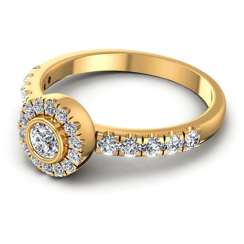 Round Diamonds 0.95CT Halo Ring in 14KT Rose Gold