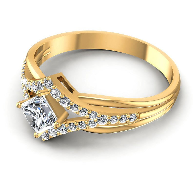 Princess and Round Diamonds 0.60CT Engagement Ring in 14KT Rose Gold