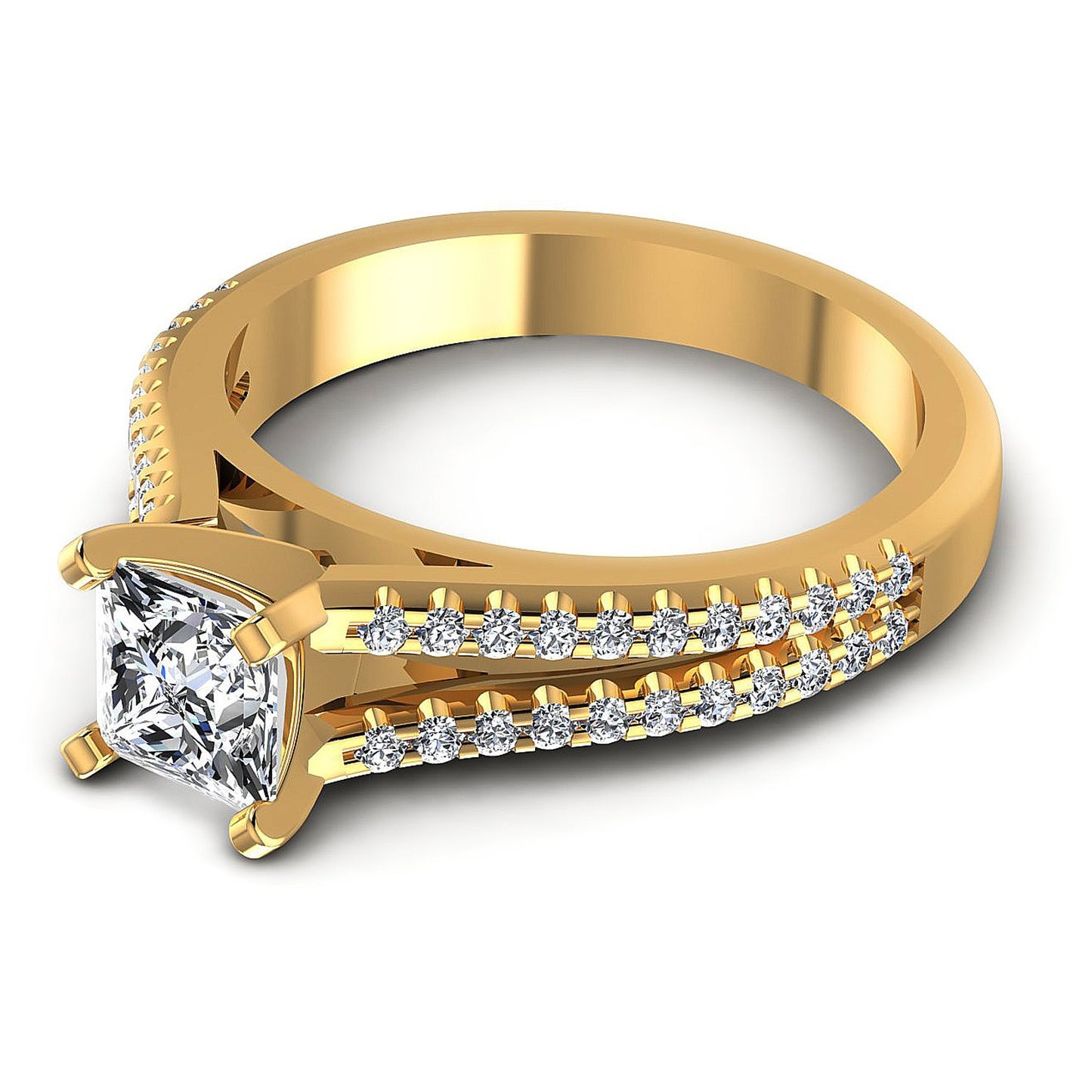 0.75CT Princess And Round  Cut Diamonds Engagement Rings