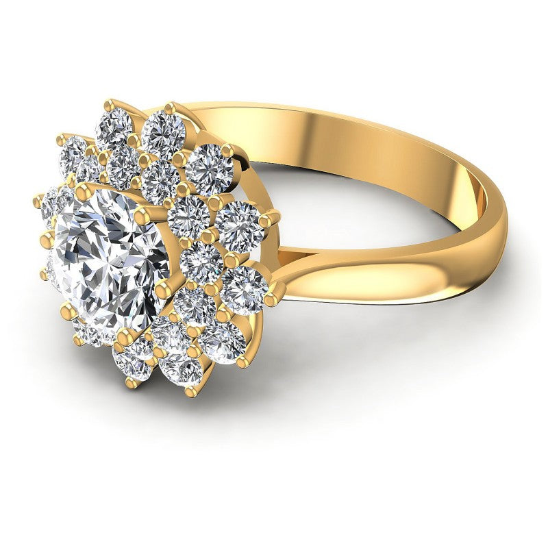 Round Diamonds 1.20CT Halo Ring in 14KT Rose Gold