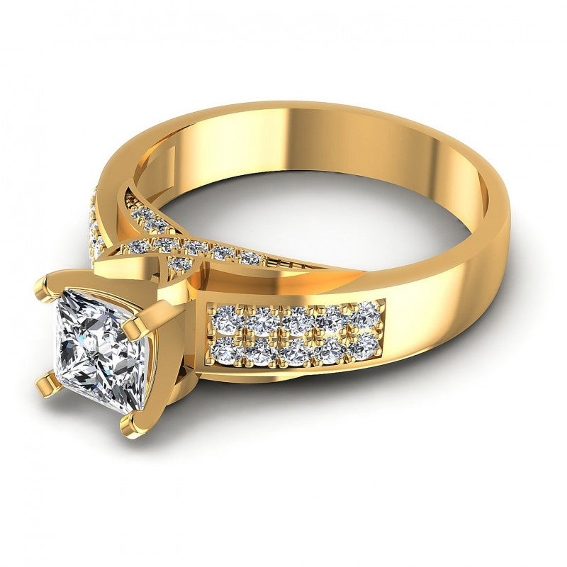 Princess and Round Diamonds 0.85CT Engagement Ring in 14KT Rose Gold